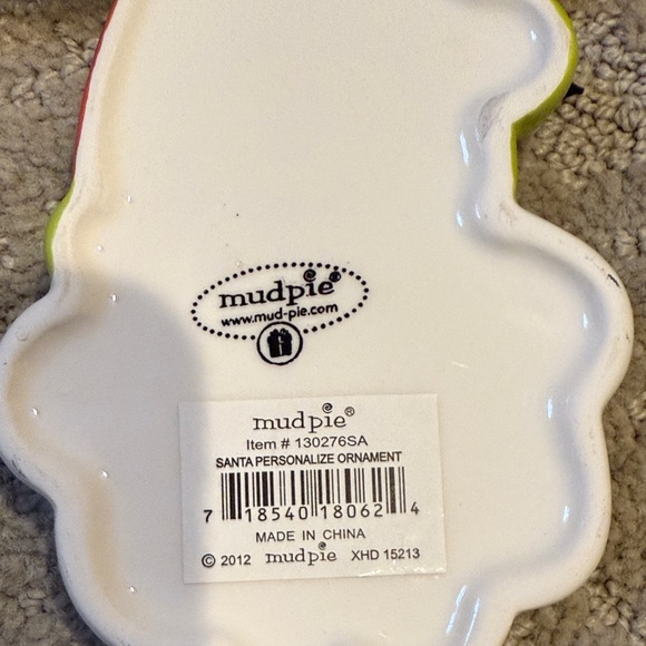 Mud Pie Red and White Santa Ornament with Black Bow - Picture 5 of 5